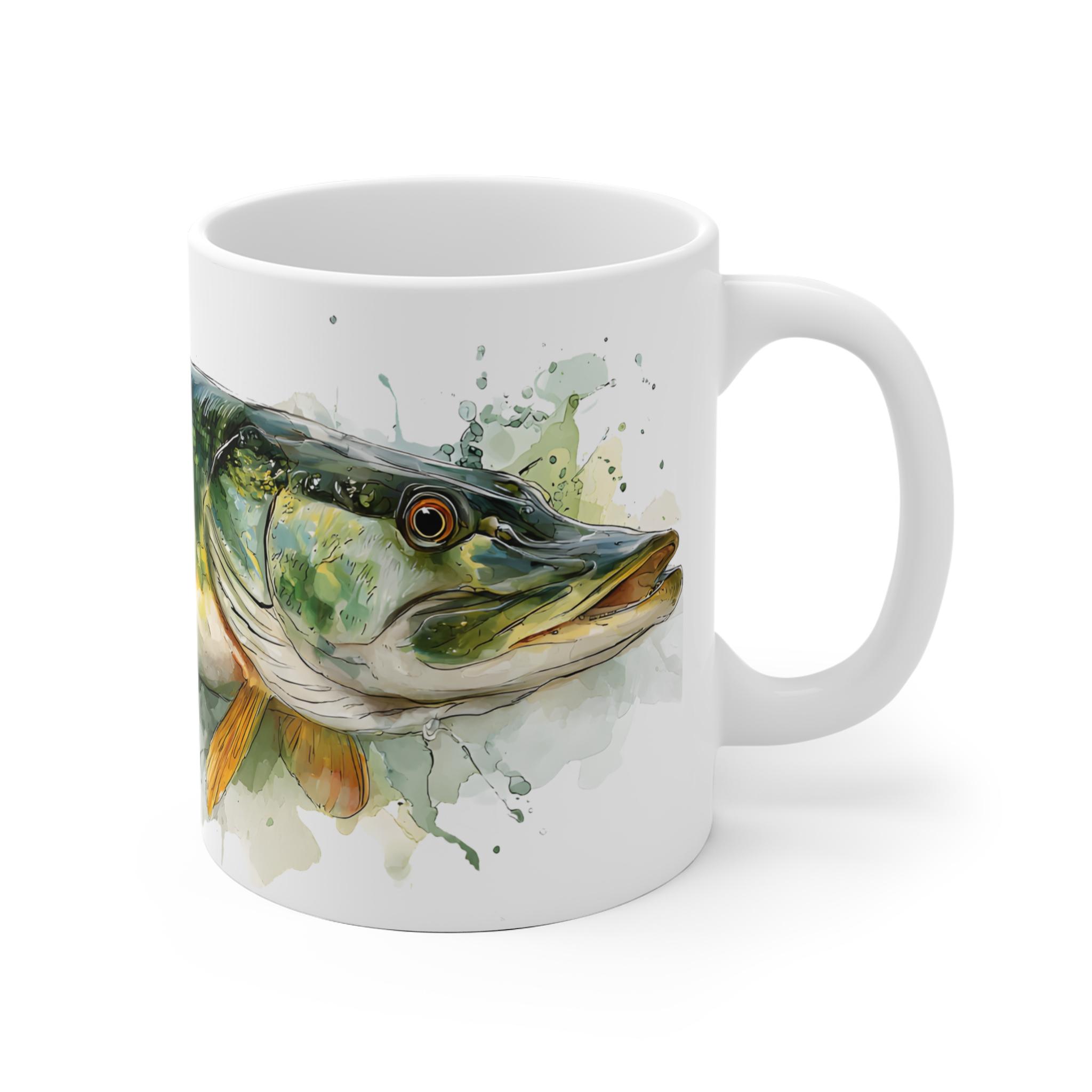 Hecht Aquarell Tasse für Angler und Kaffeeliebhaber Hecht Aquarell Tasse – Kunst für Angler und Kaffeeliebhaber