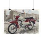 Simson Star SR4 Poster – DDR Kult-Moped in klassischer Stadtszene