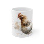 Huhn Aquarell Tasse - Elegantes Bauernhof Huhn in moderner Aquarellkunst