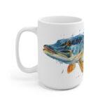Hecht Aquarell Tasse – Elegantes Design für Fischliebhaber || Moderne Aquarell Tasse mit Hecht-Motiv – Stilvoller Genuss für jeden Tag
