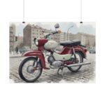 Simson Star SR4 Poster – DDR Kult-Moped in klassischer Stadtszene