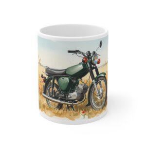 Simson S51 Tasse – DDR Kult-Moped als Aquarellmotiv im Sommerfeld