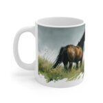 Pferd Aquarell Tasse - Pferd in weiter Landschaft im Aquarell Stil