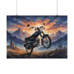 Simson S51 DDR Moped Poster – Kult-Motorrad als Aquarellkunst in epischer Landschaft