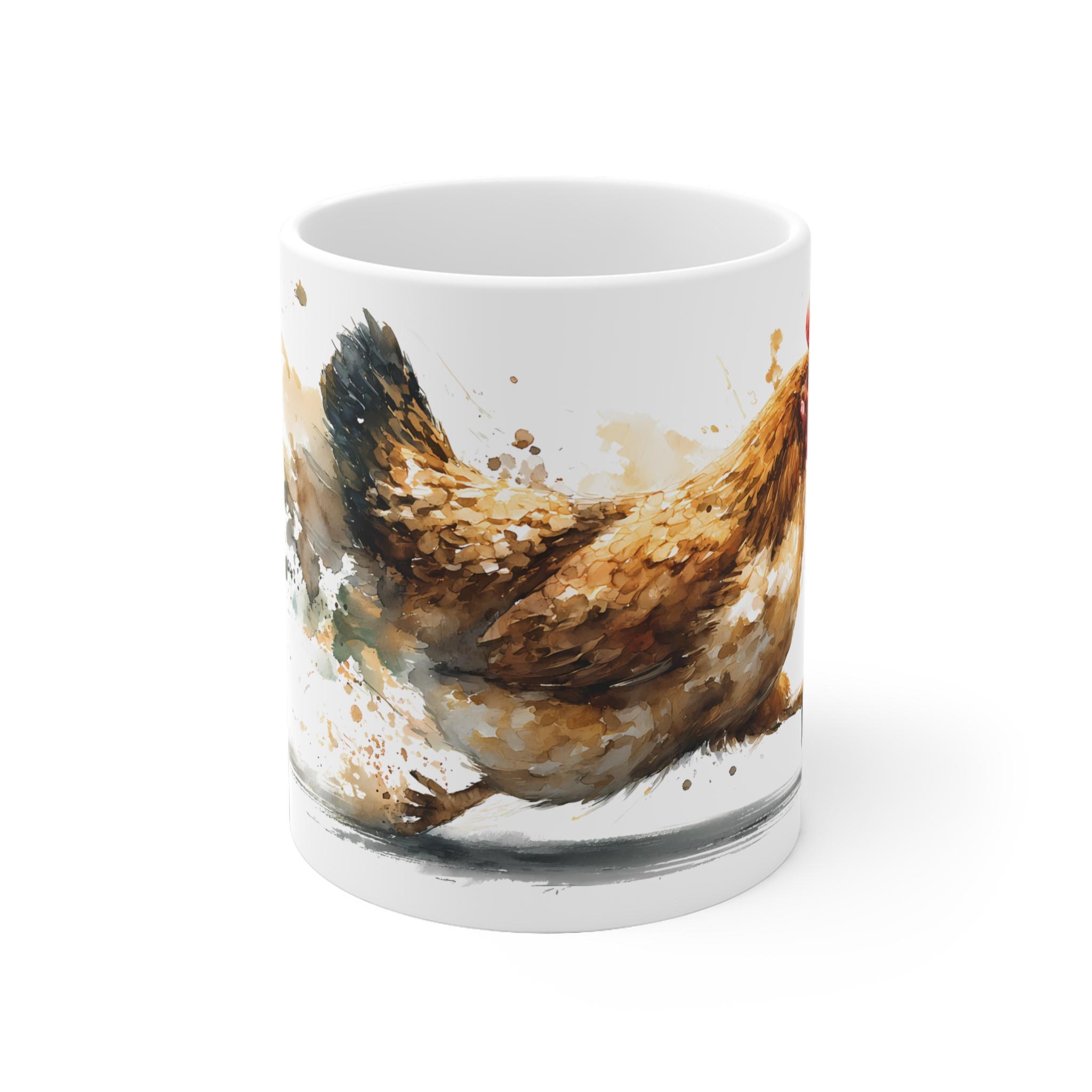 Huhn Aquarell Tasse - Dynamisches Bauernhof Huhn in ausdrucksstarker Aquarellkunst - Shotspace Huhn Aquarell Tasse - Dynamisches Bauernhof Huhn in ausdrucksstarker Aquarellkunst