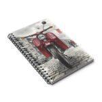 Ostalgie Moped Notizbuch – Rote DDR Schwalbe KR51 im Stadtbild