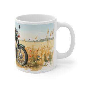 Simson S51 Tasse – DDR Kult-Moped als Aquarellmotiv im Sommerfeld