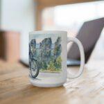 Simson S51 Tasse – DDR Kult-Moped als Aquarellmotiv in epischer Landschaft
