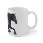 Schwarzes Pferd Aquarell Tasse - Kraftvolles Galopp Motiv