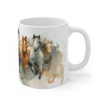 Pferde Aquarell Tasse - Galoppierende Pferde im Aquarell Stil