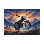 Simson S51 DDR Moped Poster – Kult-Motorrad als Aquarellkunst in epischer Landschaft