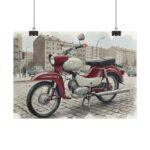 Simson Star SR4 Poster – DDR Kult-Moped in klassischer Stadtszene