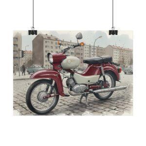 Simson Star SR4 Poster – DDR Kult-Moped in klassischer Stadtszene