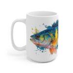 Barsch Aquarell Tasse – Kunstvoller Kaffeegenuss für Angler || Sportliche Barsch Tasse – Ideal für Tee und Geschenkideen für Fischliebhaber