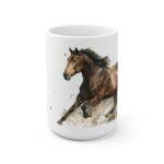 Pferd Aquarell Tasse - Laufendes Pferd in warmer Aquarelloptik