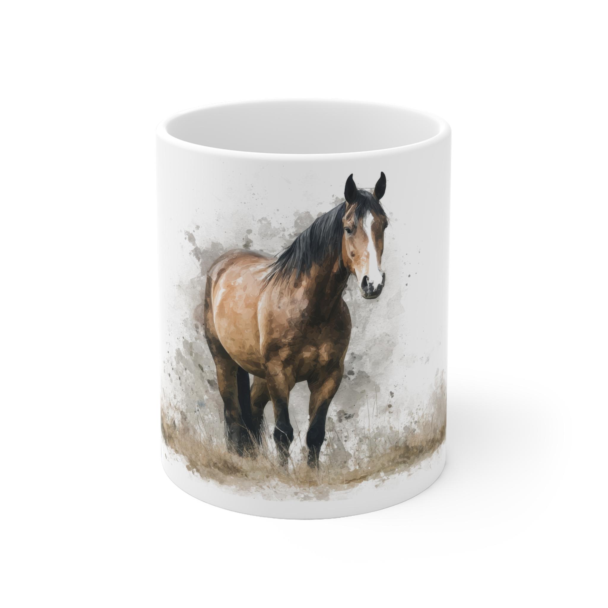 Pferd Aquarell Tasse - Ruhiges stehendes Pferd in Aquarellkunst - Shotspace Pferd Aquarell Tasse - Ruhiges stehendes Pferd in Aquarellkunst