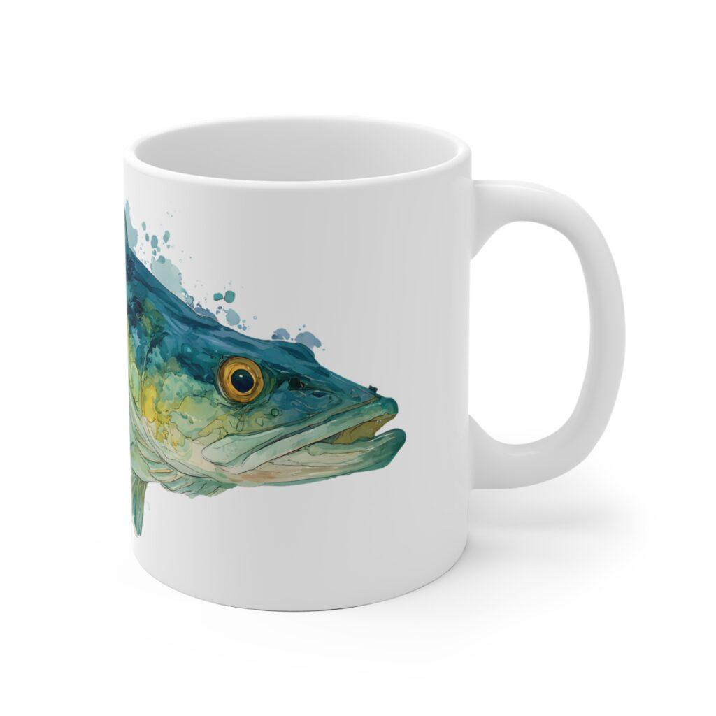 Zander Aquarell Tasse &ndash; Elegantes Design f&uuml;r Fischliebhaber || Kunstvolle Zander Tasse &ndash; Hochwertige Keramiktasse f&uuml;r entspannte Momente