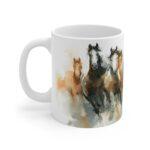Pferde Aquarell Tasse - Galoppierende Pferde im Aquarell Stil