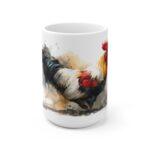 Hahn Aquarell Tasse - Majestätischer Hahn in kraftvoller Aquarellkunst