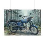 Simson S50 Aquarell Poster – DDR Kult-Moped im Waldmotiv