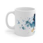 Huhn Aquarell Tasse - Blaues Bauernhof Huhn mit kräftigen Aquarellspritzern