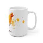 Huhn Aquarell Tasse - Weißes Huhn mit gelben Farbspritzern in moderner Aquarellkunst