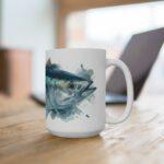 Thunfisch Aquarell Tasse – Kunstvolle Meeresfreude für Genießer || Dynamische Thunfisch Tasse – Stilvolles Design für Küstenliebhaber