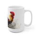 Hahn Aquarell Tasse - Majestätischer Hahn in kraftvoller Aquarellkunst