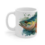 Barsch Aquarell Tasse – Stilvolles Design für Fischliebhaber || Moderne Aquarell Tasse mit Barschmotiv – Perfektes Geschenk für Naturliebhaber