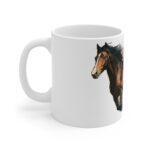 Braunes Pferd Aquarell Tasse - Galoppierendes Pferd in Aquarellkunst