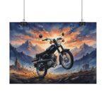 Simson S51 DDR Moped Poster – Kult-Motorrad als Aquarellkunst in epischer Landschaft