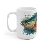 Barsch Aquarell Tasse – Stilvolles Design für Fischliebhaber || Moderne Aquarell Tasse mit Barschmotiv – Perfektes Geschenk für Naturliebhaber