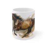 Pferd Aquarell Tasse - Galoppierendes Pferd in dynamischer Aquarellkunst