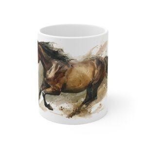 Pferd Aquarell Tasse - Galoppierendes Pferd in dynamischer Aquarellkunst