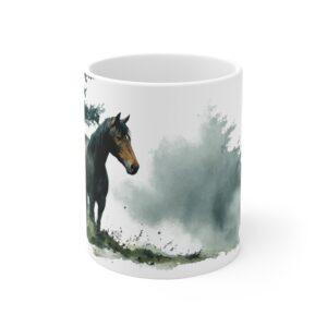 Pferd Aquarell Tasse - Ruhiges Pferd im Wald in Aquarelloptik
