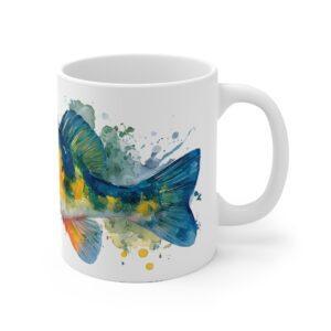 Barsch Aquarell Tasse – Kunstvoller Kaffeegenuss für Angler || Sportliche Barsch Tasse – Ideal für Tee und Geschenkideen für Fischliebhaber