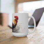 Hahn Aquarell Tasse - Majestätischer Hahn in kraftvoller Aquarellkunst