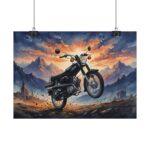 Simson S51 DDR Moped Poster – Kult-Motorrad als Aquarellkunst in epischer Landschaft