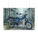 Simson S50 Aquarell Poster – DDR Kult-Moped im Waldmotiv