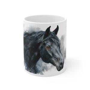 Schwarzes Pferd Portrait Aquarell Tasse - Edles Pferdegesicht