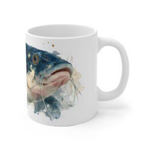 Künstlerische Catfish Aquarell Tasse für Naturfreunde || Mystische Wels Tasse im Aquarell-Design – Ideal als Geschenk
