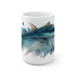 Thunfisch Aquarell Tasse – Kunstvolle Meeresfreude für Genießer || Dynamische Thunfisch Tasse – Stilvolles Design für Küstenliebhaber - 15oz