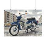 Simson Star SR4 Poster – DDR Kult-Moped als Aquarellkunst im Stadtmotiv