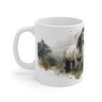 Weißes Pferd Aquarell Tasse - Ruhiges Pferd in sanfter Aquarellkunst