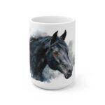 Schwarzes Pferd Portrait Aquarell Tasse - Edles Pferdegesicht