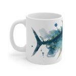 Thunfisch Aquarell Tasse – Kunstvolle Meeresfreude für Genießer || Dynamische Thunfisch Tasse – Stilvolles Design für Küstenliebhaber