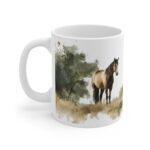 Pferd Aquarell Tasse - Ruhiges Pferd auf der Weide im Aquarell Stil
