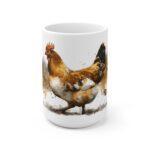 Huhn Aquarell Tasse - Goldenes Bauernhof Huhn in ausdrucksstarker Aquarellkunst